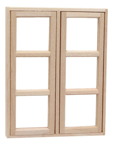 Xfw3 Ventana De Casa De Muñecas Con Decoración De Madera, B
