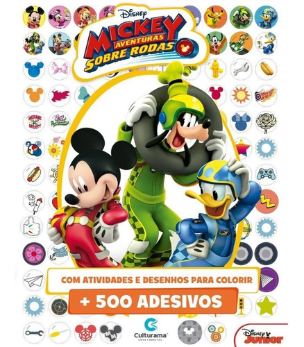 Livro 500 Adesivos Disney Mickey Sobre Rodas