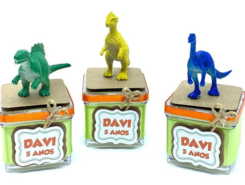Imagem 1 de 3 de Kit Caixinha Acrílica Dinossauro - 10 Caixinhas