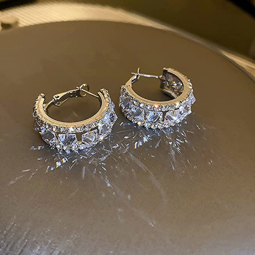 Pendientes Redondos Super Flash Con Diamantes Completos Para