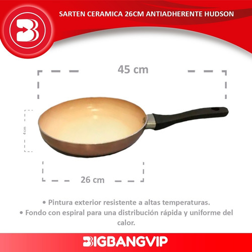 Imagen 2 de 6 de Sarten Ceramica 26cm Antiadherente Cobre Degradado Hudson