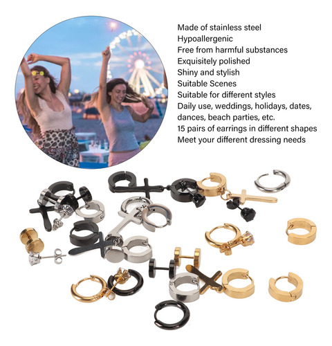 Juego Pendientes Colgantes Acero Inoxidable Moda Comodidad