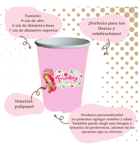 Pack X 10 Vasos Descartables Frutillita Fresita Cotillón