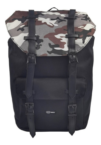 Mochila Mercado Libre Basics Super Backpack Negra Camuflada Color Negro