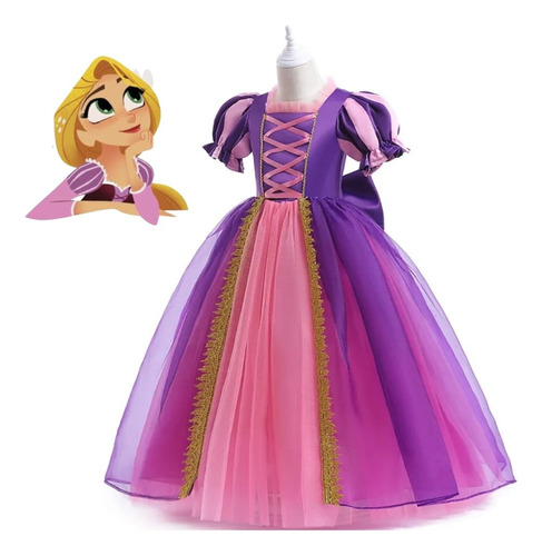 Vestido Disfraz Princesa Rapunzel Enredados Niñas.