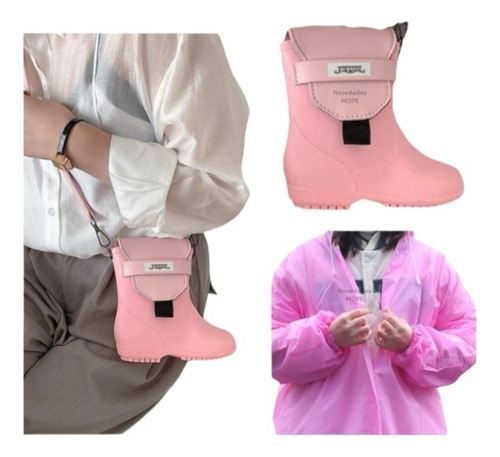 Bolsa En Forma De Bota De Lluvia + Impermeable Cool & Chic