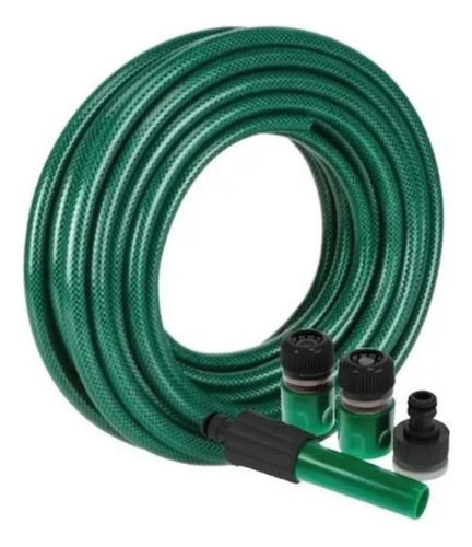 Manguera Reforzada De Jardin 25m + 3 Pistones Color Verde