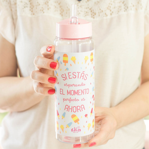 Botella Deportiva Plástica 750cc Redonda Sorbete Pico Verano