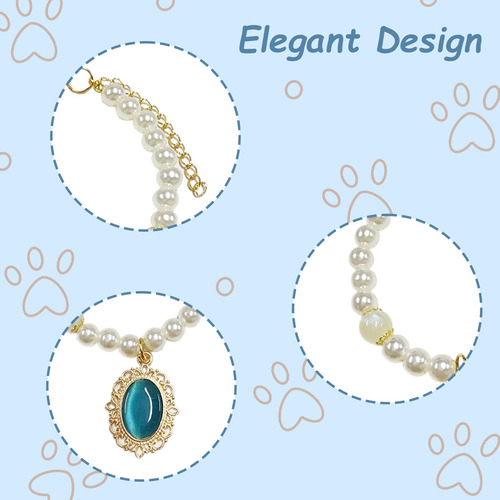 Collar De Gato Con Perlas Teumessian, Collares Ajustables De