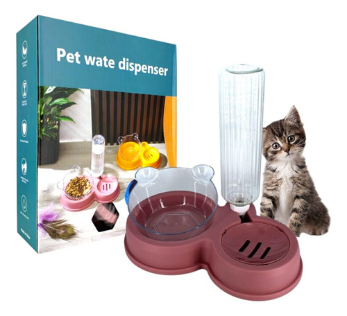 Dispensador De Alimento 2 En 1 Para Mascotas Pequeñas Lisa Rosa