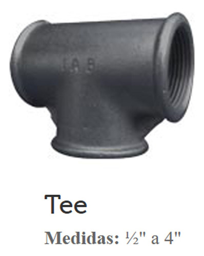 Tee 1/2 H. Negro -directo Fabrica- Mueble Rustico Industrial
