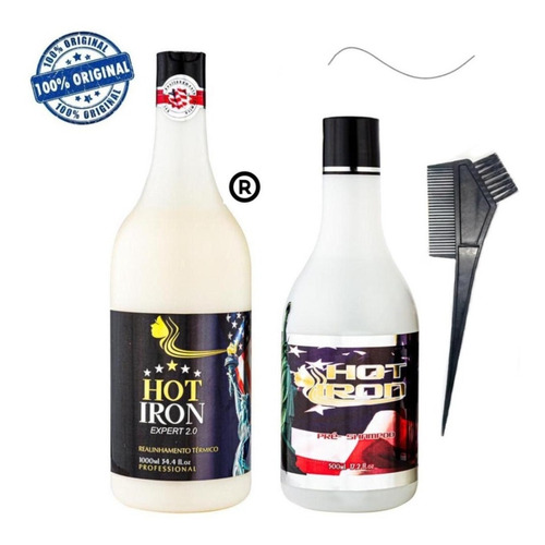 Imagem 1 de 8 de Progressiva Sem Formol E Parabenos Hot Iron 1 Litro + Brinde