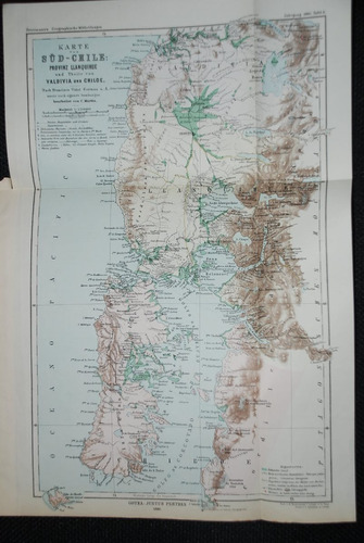 Mapa Llanquihue  Valdivia Chiloe 1880