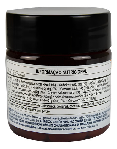 Cúrcuma Com Óleo De Peixe Naturalis Com 60 Cápsulas