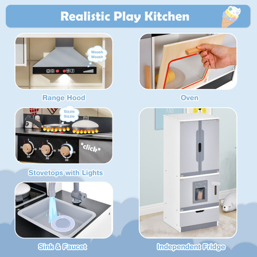 Cocina De Juguete P/ Niños Con Campana Y Refrigerador Gpl