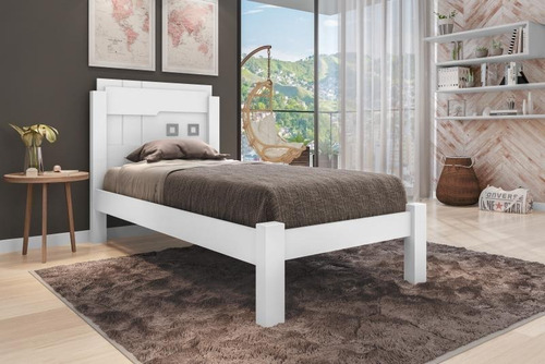Imagem 2 de 3 de Cama Solteiro F80 Letícia 0,88 - Branco Branco