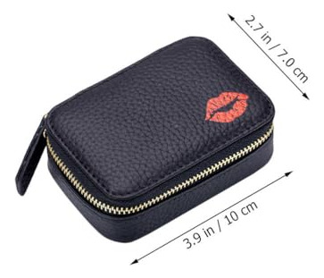 Estuche De Cuero Para Lápiz Labial Y Maquillaje Portátil