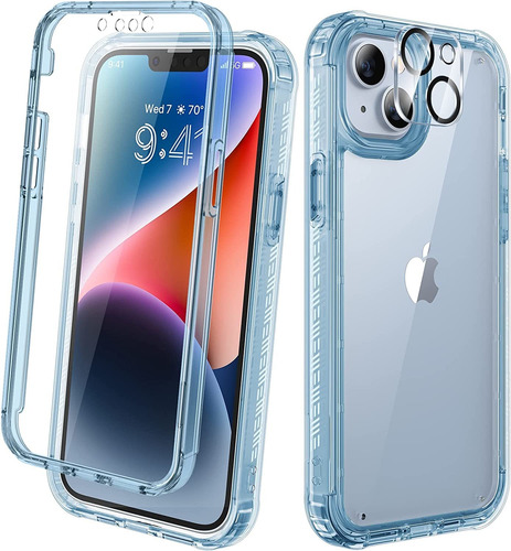 Funda 360 Para iPhone 14 Azul Claro Transparente