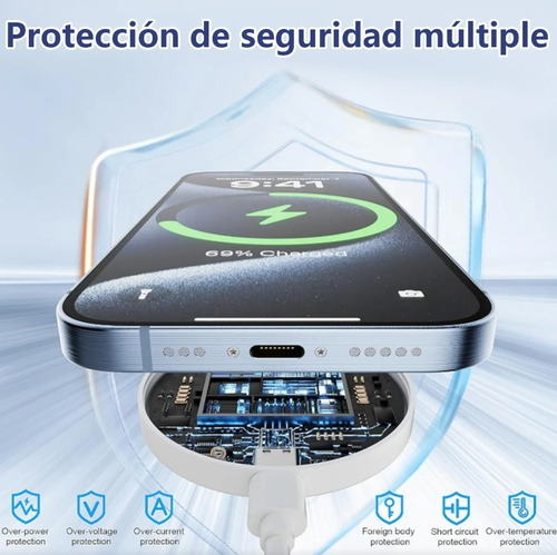 Cargador magnético USB C de 15 W para iPhone 16/ 15/ 14/ 14 Pro/ 14 Plus/ 14 Pro Max/ 13/ 13 Pro/ 13 Pro Max, 45 W Rapid Charger Type C for Samsung Galaxy S25 Ultra/ S24 Ultra/ S24+/ S23 U