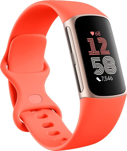 Smartband Fitbit Charge 6 1.04" caixa  dourada, pulseira  coral milanese