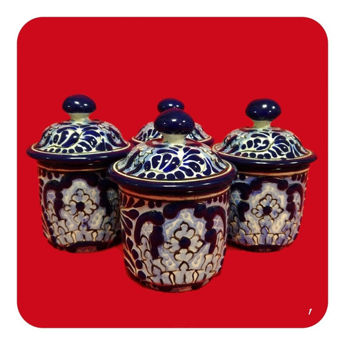 Imagen 1 de 4 de 4 Alhajeros Altos Talavera Poblana Barroca Azul 10x6 Cm Alj