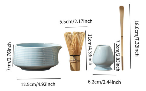 4 Piezas Regalos De Portavasos Matcha Set Con Spout Azul