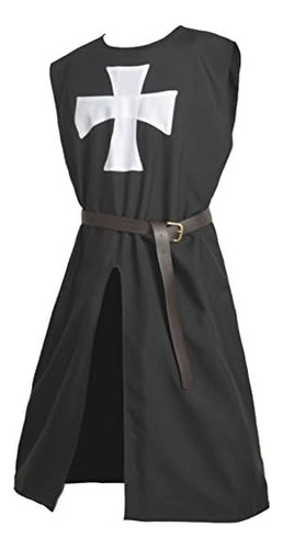 Blessume TĂșnica Negra Medieval Templario Sobrevesta Tabardo