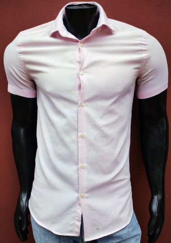 Camisa Zara Rosa De Pique Talle S Con Detalle 