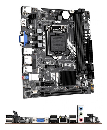 Placa madre Intel H61m Lga 1155 Ddr3 I3 I5 I7 Hdmi Ate 16 Giga, color negro