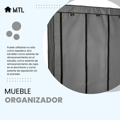 ARMARIO PORTATIL ORGANIZADOR De ROPA PLEGABLE MTL Color Gris Con ESTANTES POLIESTER ANTIHUMEDAD FACIL ARMADO RESISTENTE GUARDARROPA CLOSET PERCHERO HOGAR