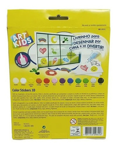 2x Adesivos 3d Color Stickers Artkids C/ 12 Potes Crie O Seu