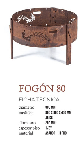 Imagen 2 de 4 de Fogonero Fogon 80 Oxido Fuegosjl Stm Home