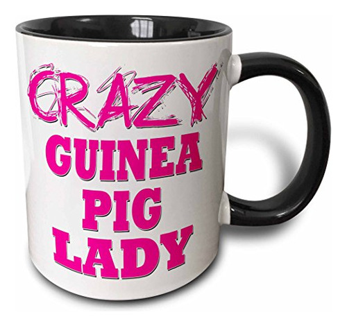 Taza Crazy Guinea Pig Lady Two Tone, 11 Oz, Negro