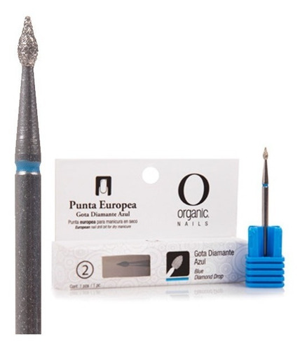 Punta Europea Gota Diamante Azul Manicura Uñas Organic Nails