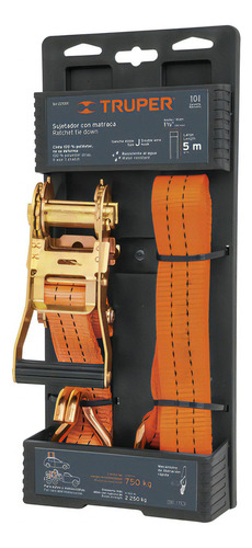Banda Sujetador Con Matraca 2250 Kg 5m Truper 19283 Naranja