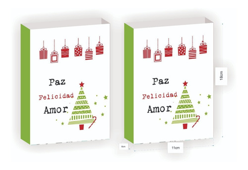 Bolsitas Golosineras Navidad X 10u, Papel 150g, Paz Amor