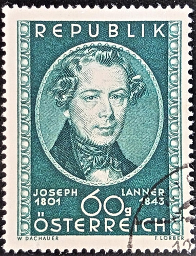 Austria, Sello Yv 798 60g Joseph Lanner 1951 Usado L19303