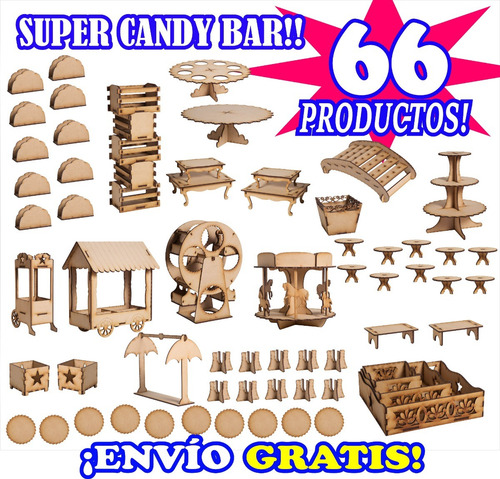 Imagen 1 de 3 de Candy Bar 66 Productos Grandes! Fibrofacil Envio Gratis!