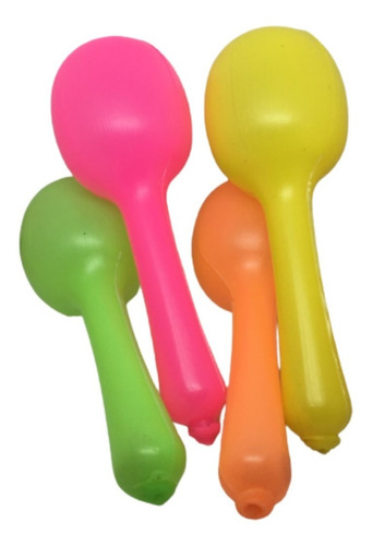 Maracas Fluo Fluor Carnaval X 10 Plastica Cotillon Carioca