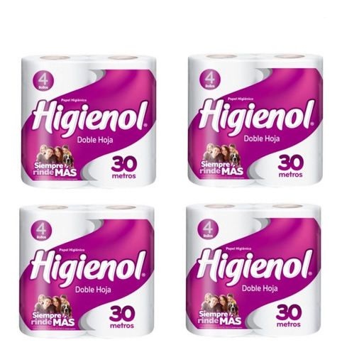 Pack X 4 Papel Higienico Higienol Doble Hoja 30m X4