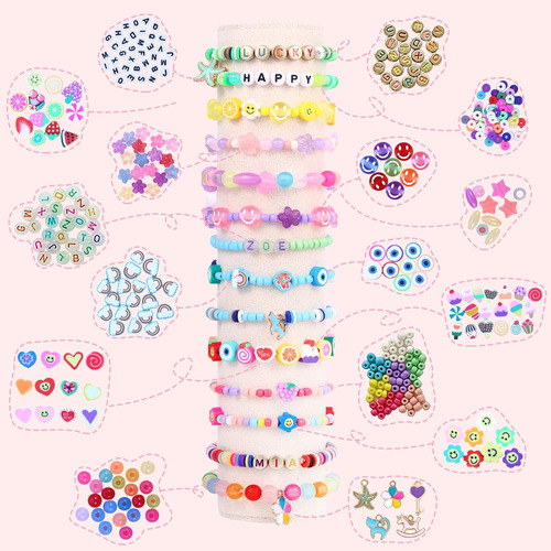 Kit Hacer Pulseras De Abalorios 2265 Piezas Frutas Flor...