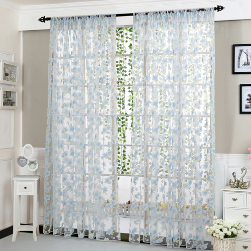 Cortina Transparente En Forma De Flor En D Para Ventana, Cen