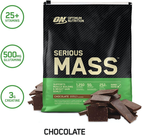 Serious Mass Optimum Nutrition 12 Libras Sabor Chocolate 