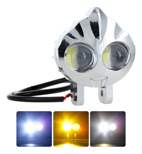 Faro Auxiliar Lupa Led Moto Cromado Flama Bicolor 12-24v F1