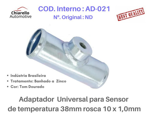Adaptador Universal Sensor Temperatura 38mm Rosca 10 X 1,0mm