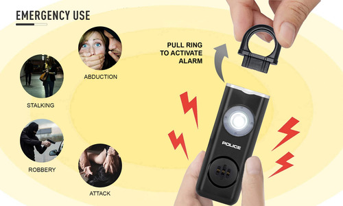 Llavero De Alarma Personal Police 130db Con Sirena, Linterna