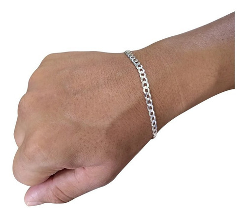 Imagem 5 de 6 de Corrente E Pulseira Grumet Flat 60cm 3,0 Mm Prata 925 Maciça