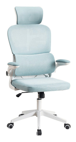 Cadeira de escritório Python Fly XHOCB07 ergonômica  branca e azul-celeste com estofado de mesh