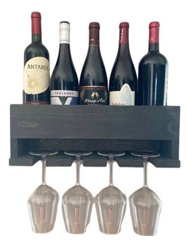 Cantinera Mini Bar Porta Vinos De Madera Rustico Cava Pared