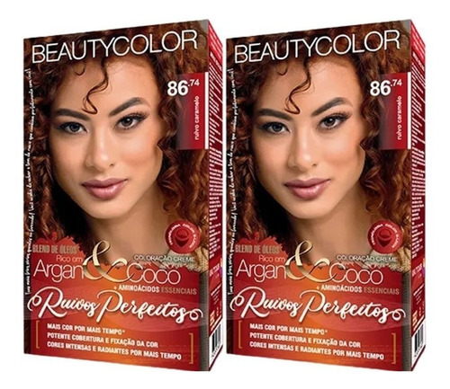 Kit de tinte para cabello Beautycolor, color de cabello, tono 86.74, rojo caramelo para cabello x 45 g